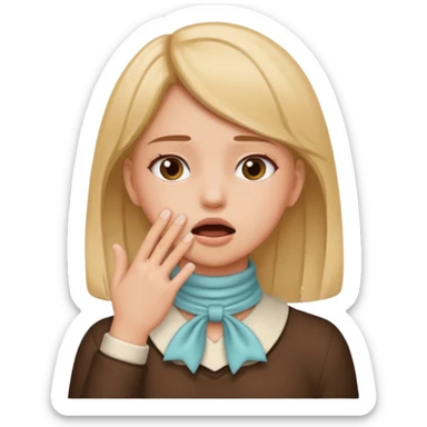 Girl with hands reaching for throat  sticker