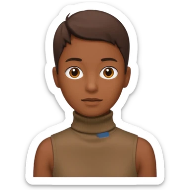 create an emoji, brown sleeveless turtleneck sticker