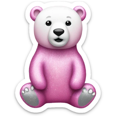 Pink full body polar bear with glitter  sticker