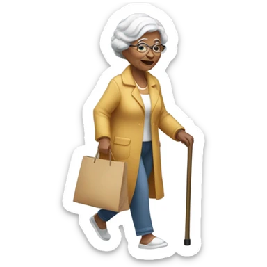 A grandma crossing the street  sticker
