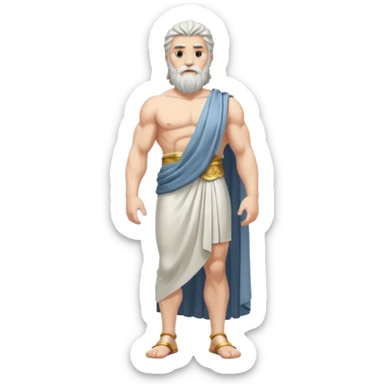 fullbody silverhair god ZEUS, standing still rearview sticker