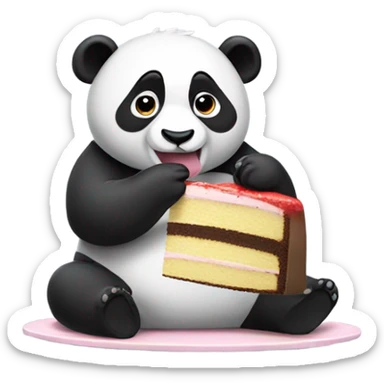 Panda eating cake sticker