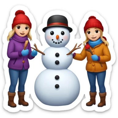 people making a snowman sticker