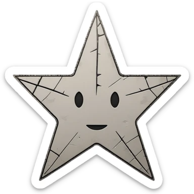 Minimalist emoji-style sticker of a cracked Walk of Fame star with a faint claw mark coming from below, grayscale and ash tones


 sticker