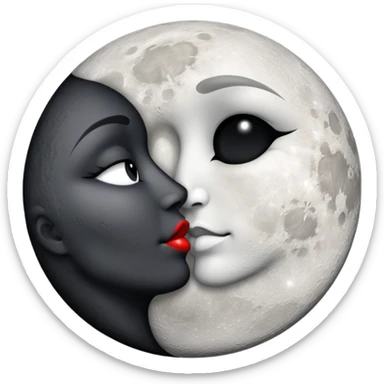 full moon kissing dark moon sticker