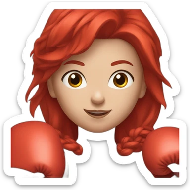 Boxing girl, red hair, white skin, red boxing gloves sticker