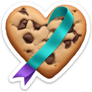 Cookie heart with teal purple support ribbon sticker