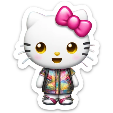 Hello kitty in y2k clothing sticker
