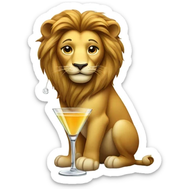 Female lion with a martini  sticker