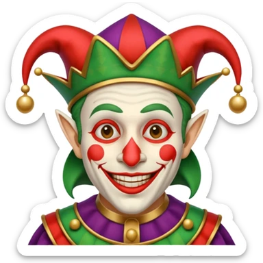 crazy colorful human jolly joker, medieval, vintage, court jester, mac os icon sticker