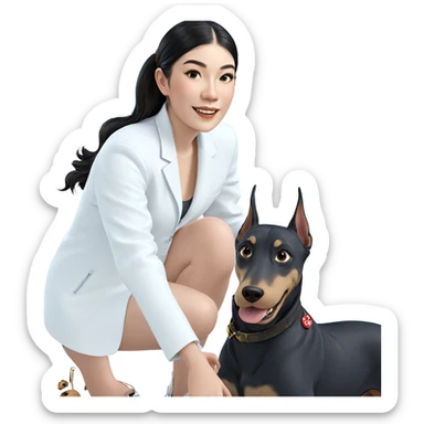girl with dog smiling sticker