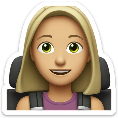 smiling girl in car interior green eyes sticker