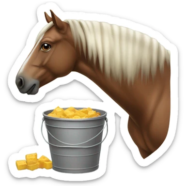 Realistic horse eating out of bucket  sticker