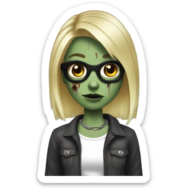 zombie girl with blonde hair as dj sticker