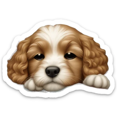  cavapoo puppy sleeping with a blanket sticker