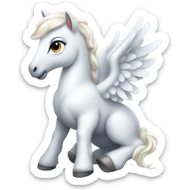 White crème Baby Pegasus sitting  sticker