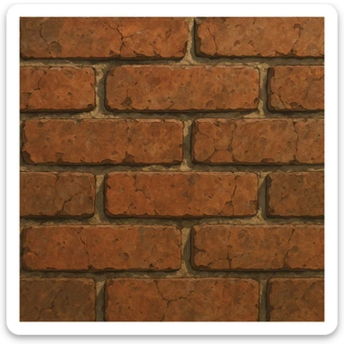 ghibli style close-up of a brick wall, red and brown bricks, visible mortar, rough texture, natural lighting, slight weathering, cracks sticker