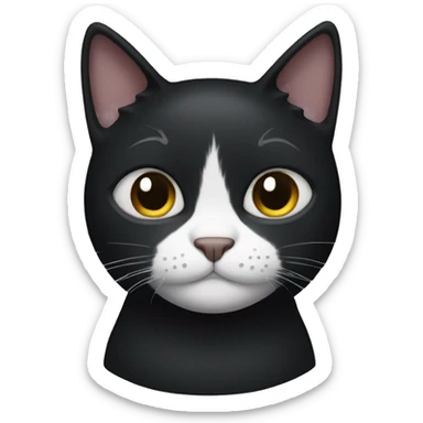 Black cat with white mustache  sticker