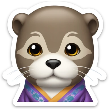 a otter face wearing traditional korean hanbok sticker