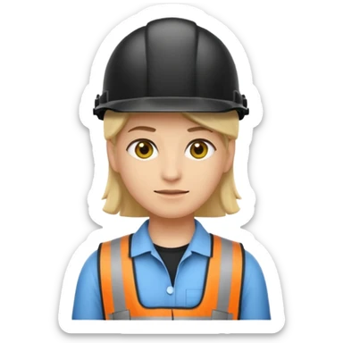 UN EMOJI DE ARQUITECTA, CON SU CASCO, SU COLOR, es mujer DE OJOS NEGRO, CABELLO NEGRO, SIN LENTES, CASCO BLANCO, Y CAMISA BLANCA sticker