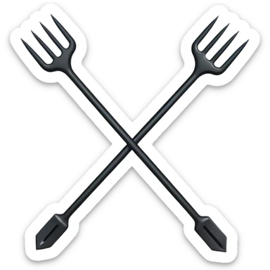 Make 2 black 3 spiked pitchforks cross sticker