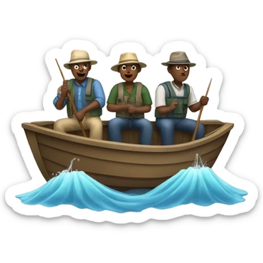 Three men fishing from a boat sticker