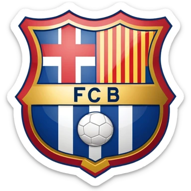 FC Barcelona logo, shield with blue and red stripes, football club emblem sticker