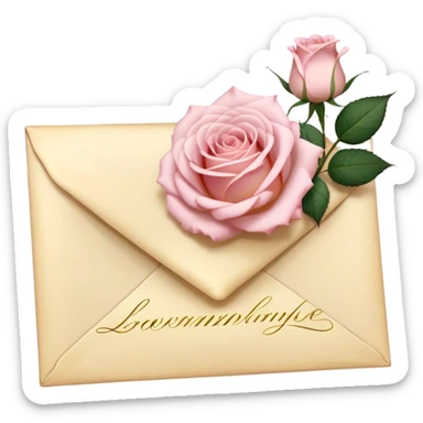 A vintage love letter sealed with golden wax, a single pale pink rose resting on top.
 sticker