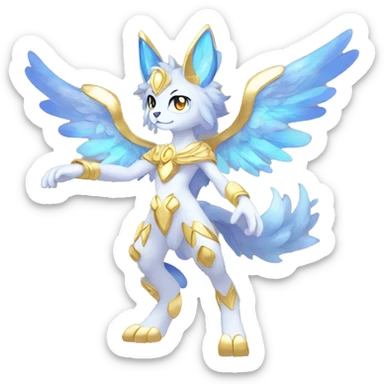 Anthro Sona Colorful Godly Celestial Shiny Fakemon Full Body sticker