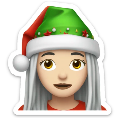 Billie Eilish with a Christmas hat sticker