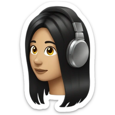 black hair - headphones sticker