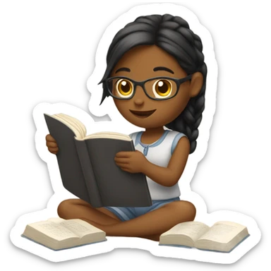 Girl reading a book sticker