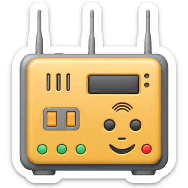 a real, highly realistic modem with antennas sticker