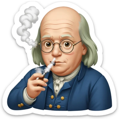 Benjamin Franklin hitting vape sticker