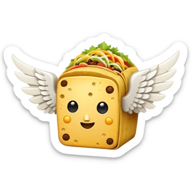 Taco Lucky Block with white wings  sticker