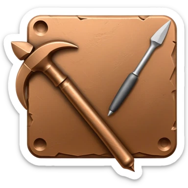 Icon for sculpting, with sculpting tools, sculpture in progress on a textured surface, minimalistic style, clean lines, transparent background. sticker