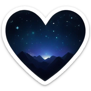 Dark Vibrant heart with the night sky in it sticker