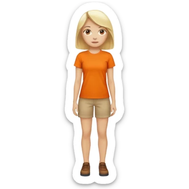 woman with blond hair standing showing full body with orange shirt sticker