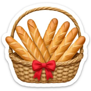 Basket of baguettes with bow sticker