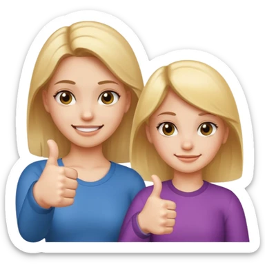 

a girl with a thumb ups and one with thumbs down 


 sticker