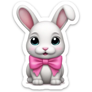 Bunny with pink bow sticker