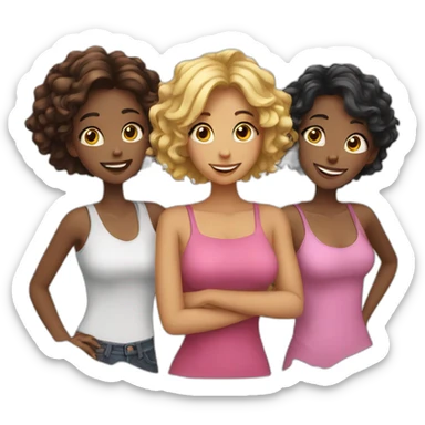 Three girl friends having fun sticker