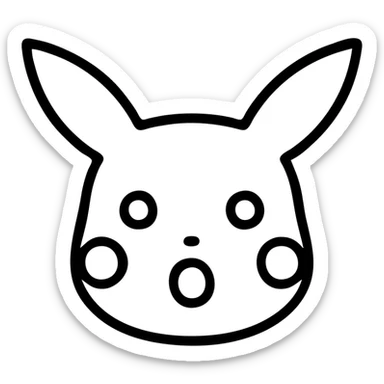 shocked Pikachu, minimal style, yellow cheeks, big eyes, mouth agape, plain background sticker