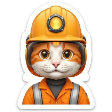 Gato naranja con casco de ingeniero sticker