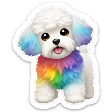 White maltipoo with a rainbow tail  sticker