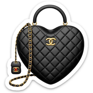 chanel heart shape bag black color bag sticker