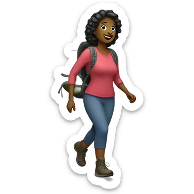 Woman hiking in woods sticker