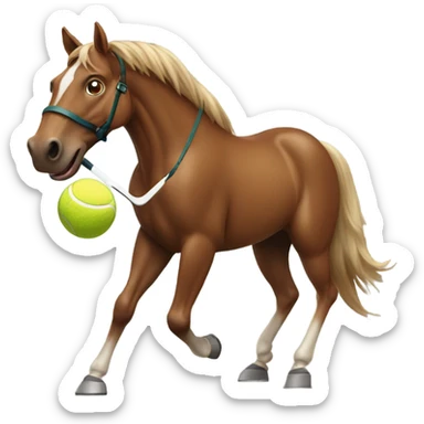 Brown horse playing tennis sticker