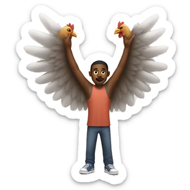 black man with chicken wings sticker