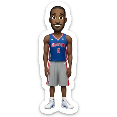 Tall man in Detroit pistons jersey sticker